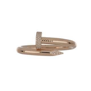 Estate Cartier 18K Rose Gold Large Juste un Clou Diamond Bracelet