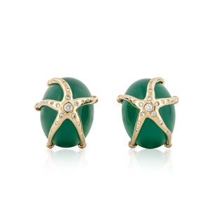 Estate Ron McNamer Chrysoprase & Diamond Starfish Earrings