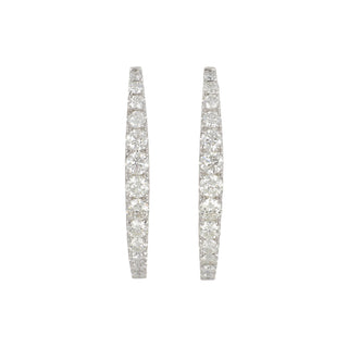 Tenenbaum 18K White Gold Diamond Inside Out Oval Hoop Earrings