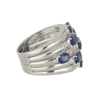 Estate 18K White Gold Sapphire & Diamond Ring