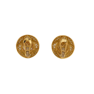 18K Gold Button Earrings with Diamonds