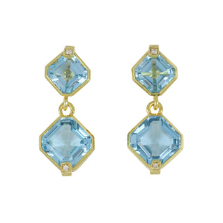 Mazza 14K Gold Blue Topaz Drop Earrings