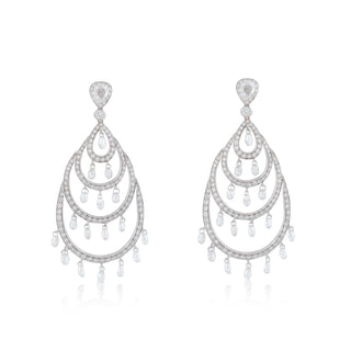 Estate 18K White Gold Diamond Chandelier Earrings