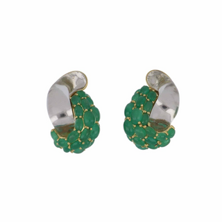 Seaman Schepps Rock Crystal and Emerald Earrings