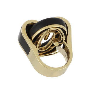 David Webb 18K Gold Ebony Wood Buckle Ring