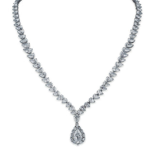 Vintage 1970s Platinum Graduated Pear Shape Diamond Necklace