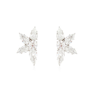 Estate Cartier Platinum Diamond Cluster Clip Earrings