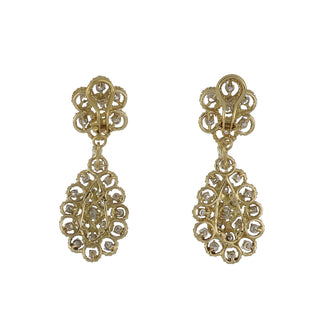 Mid Century Coiled 18K Gold Diamond Day/Night Earrings