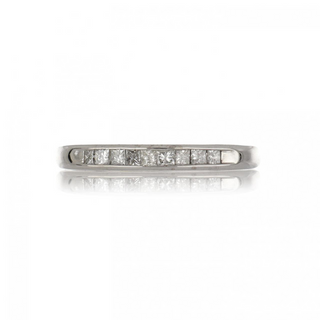Estate 14K White Gold Princess Cut Diamond Half Band