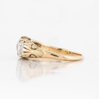Late Victorian 18K Gold 1.70 Carat Old European-Cut Diamond Three Stone Engagement Ring