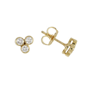 Tenenbaum 18K Gold Diamond Trio Cluster Stud Earrings