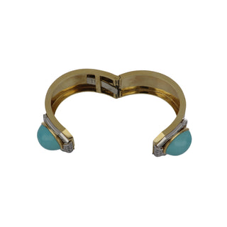 Vintage David Webb 18K Gold Turquoise and Diamond Cuff Bracelet