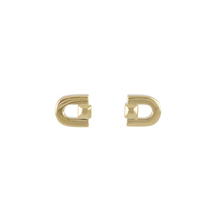 18K Gold Stirrup Stud Earrings