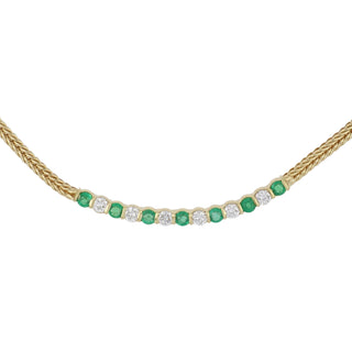 Vintage 18K Gold Emerald and Diamond Choker Necklace