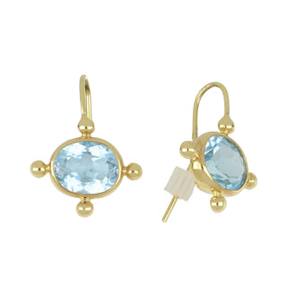 Mazza 14K Gold Blue Topaz Drop Earrings