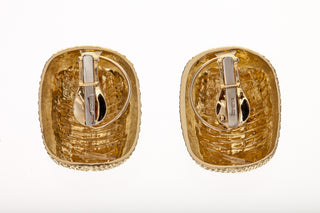 Estate David Webb 18K Gold Textured Snakeskin Clip Earrings