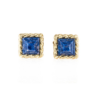 David Webb 18K Gold Lapis Cufflinks