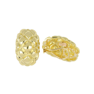 Estate Mazza 18K Gold Quilted Hoop Earrings