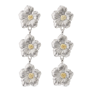 Buccellati Sterling Silver Gardenia Triple Drop Earrings