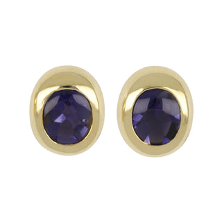 Vintage 1980s Italian 18K Gold Iolite Bean Earrings