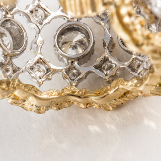 Buccellati 18K Yellow and White Gold Diamond Openwork Hoop Earrings