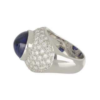 Estate Boodles 18K Cabochon Sapphire Cocktail Ring with Diamonds