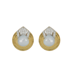 David Webb 18K Gold South Sea Pearl Clip Earrings with Diamonds