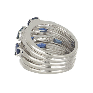 Estate 18K White Gold Sapphire & Diamond Ring