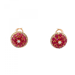Tenenbaum Workshop 18K Gold Rubies Stud Earrings with Diamonds