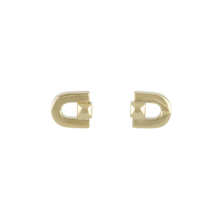 18K Gold Stirrup Stud Earrings