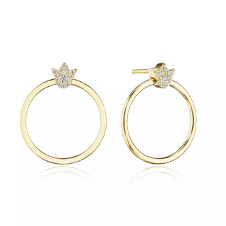 Verragio 18K Gold Veritage Diamond Crest Drop Hoop Earrings