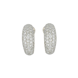 Estate 18K White Gold Diamond  J-Hoop Earrings