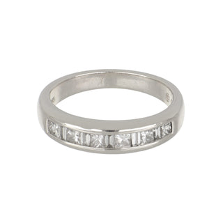 Estate Platinum Princess & Baguette Cut Diamond Half Band
