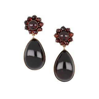 1940s Victorian Revival Garnet Teardrop Earrings