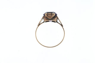 Victorian 14K Gold Amethyst and Seed Pearl Ring with Engraving