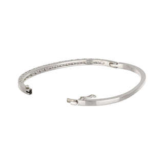 Vintage 1990s 18K White Gold Diamond Bangle Bracelet