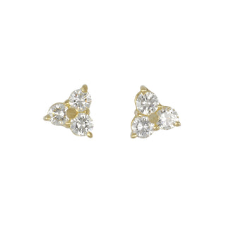 18K Gold Trefoil Diamond Stud Earrings