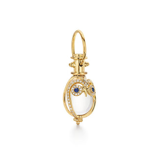 Temple St Clair 18K Gold Rock Crystal Owl Drop Pendant with Diamonds