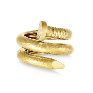 David Webb 18K Gold Hammered Nail Ring