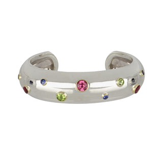 Estate Tiffany & Co. Sterling Silver Multi Gemstone Cuff Bracelet