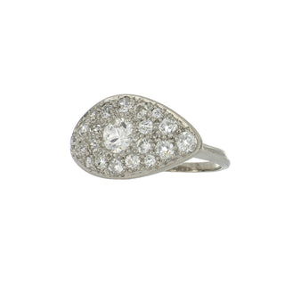 White Platinum Diamond Cluster Ring with Diamonds