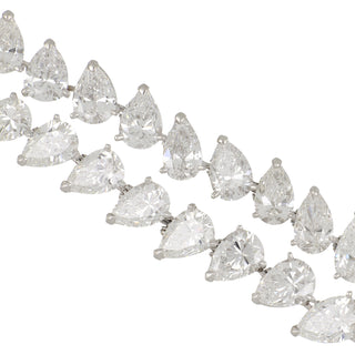 Vintage 1970s Platinum Graduated Pear Shape Diamond Necklace