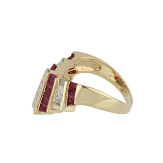 Vintage 1990s 18K Gold Ruby & Diamond Ring