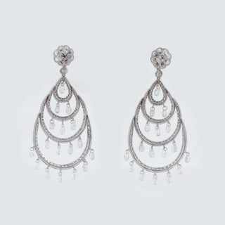 Estate 18K White Gold Diamond Chandelier Earrings