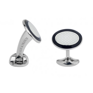 Deakin & Francis Sterling Silver Black and White Enamel Dress Set
