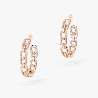 Messika Move Link 18K Rose Gold Diamond Hoop Earrings
