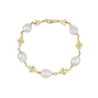 Estate 18K Gold South Sea Pearl Chain Bracelet
