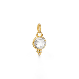 Temple St Clair 18K Gold Rock Crystal Moonface Drop Pendant with Diamonds