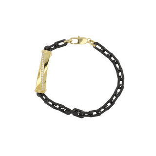 Antonio Papini Titanium Chain Pave Link Bracelet