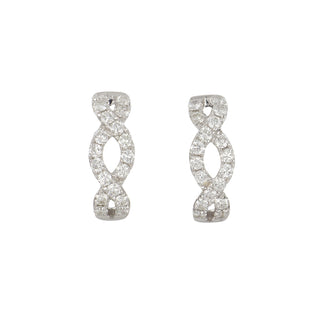 Tenenbaum 18K White Gold Diamond Wave Hoop Earrings